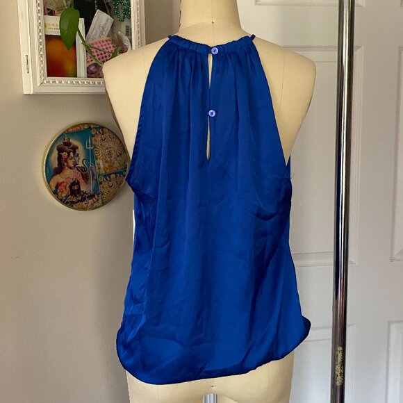 VIOLET & CLAIRE Indigo satin Smoked High Halter Neck Cocktail Tank *SMALL* - Picture 4 of 5
